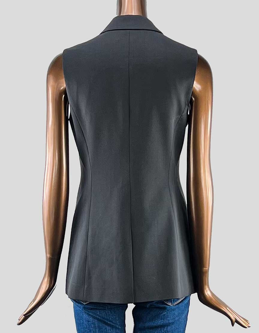 Theory Women Black Crossover Wool Vest Size 4 US