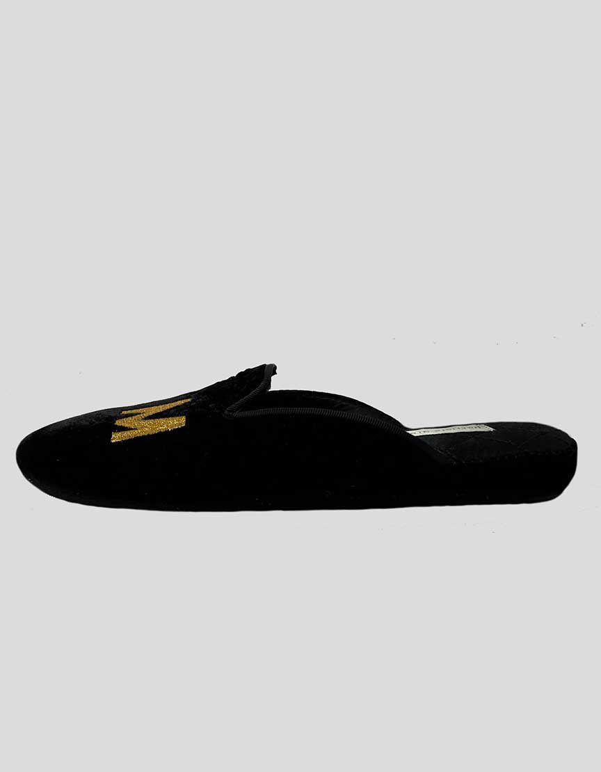 PATRICIA GREEN Glam Black Velvet Slippers - 8 US