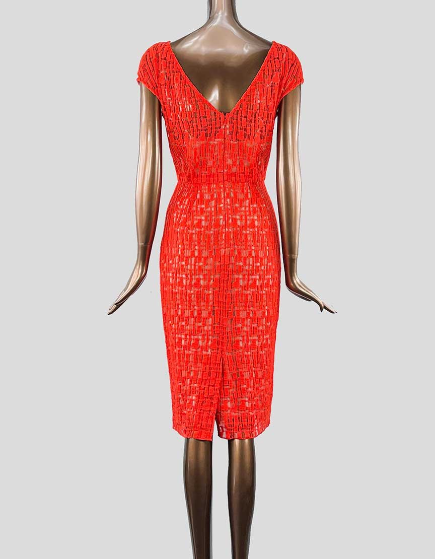 Lela Rose Orange Lace Pattern Shift Dress 4 US