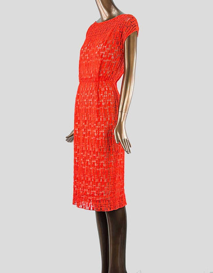 Lela Rose Orange Lace Pattern Shift Dress 4 US