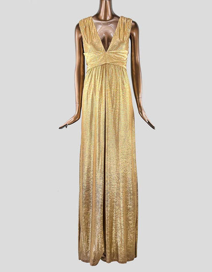 Halston Heritage Gold Evening Gown - Medium LuxAnthropy Halston Heritage Gold Evening Gown - Medium LuxAnthropy