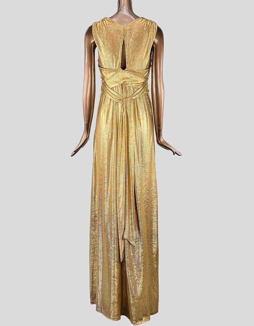 Halston Heritage Gold Evening Gown Size Medium