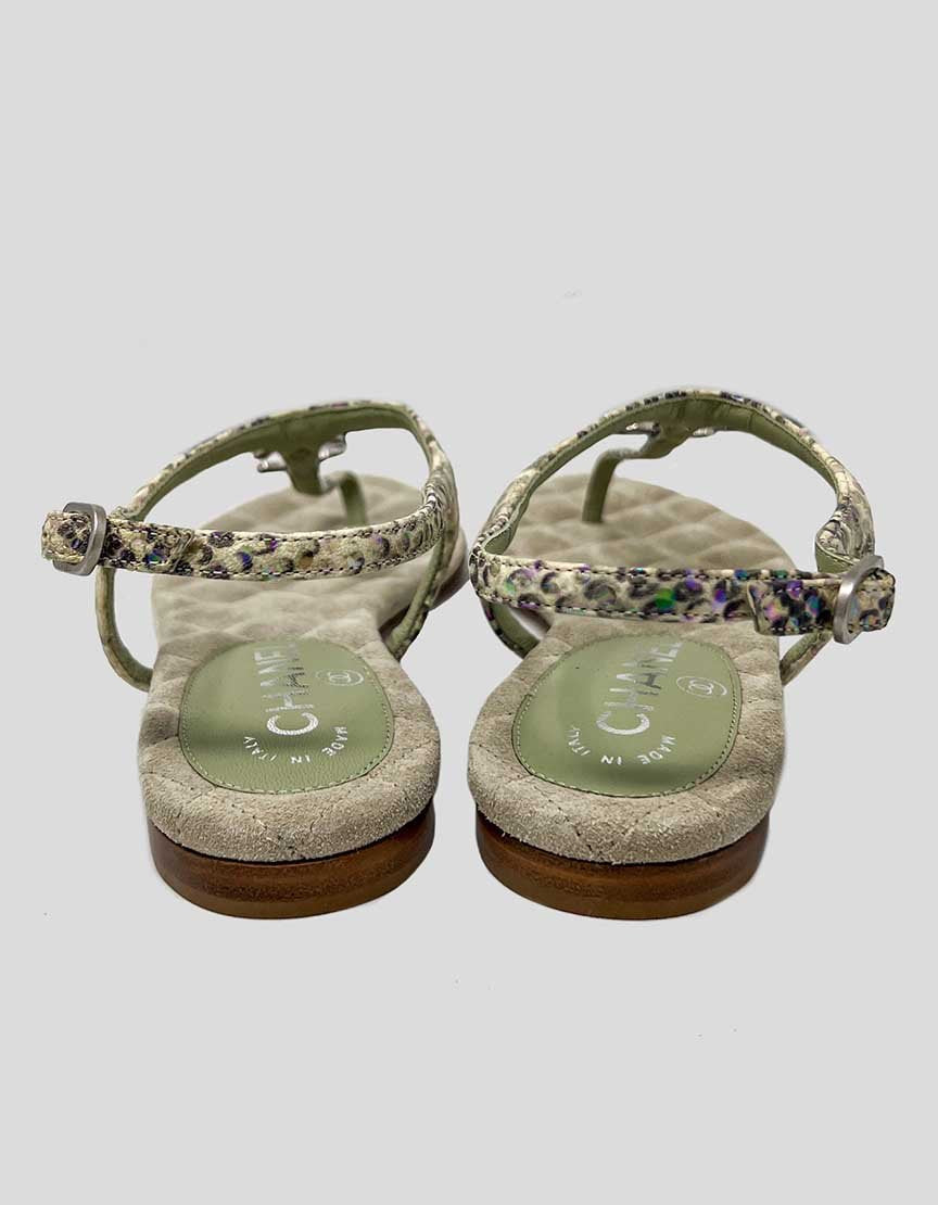 Chanel Sandals With CC Logo And Ankle Closure - 36.5 IT