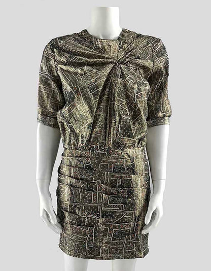 Isabel Marant For H M Gold Silk Mini Dress Size 6 US