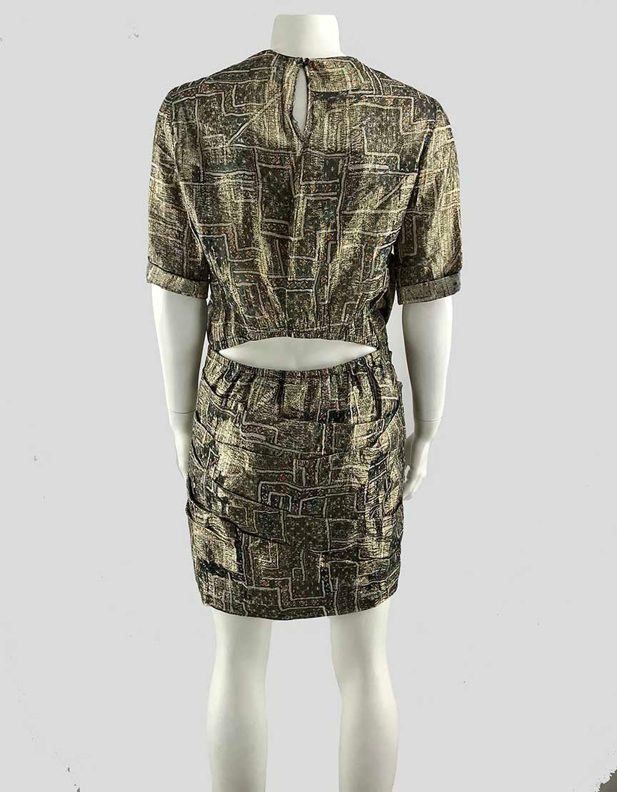 Isabel Marant For H M Gold Silk Mini Dress Size 6 US