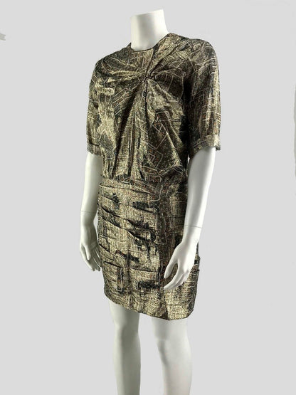 Isabel Marant For H M Gold Silk Mini Dress Size 6 US