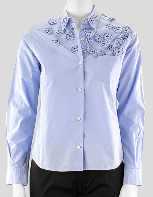 Jimmi Roos Light Blue Blouse With Flower Detail Size 2US