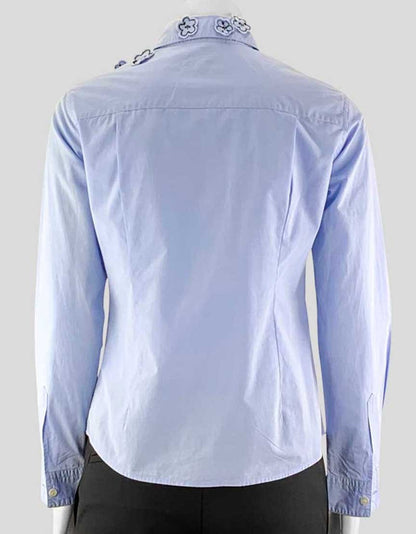 Jimmi Roos Light Blue Blouse With Flower Detail Size 2US