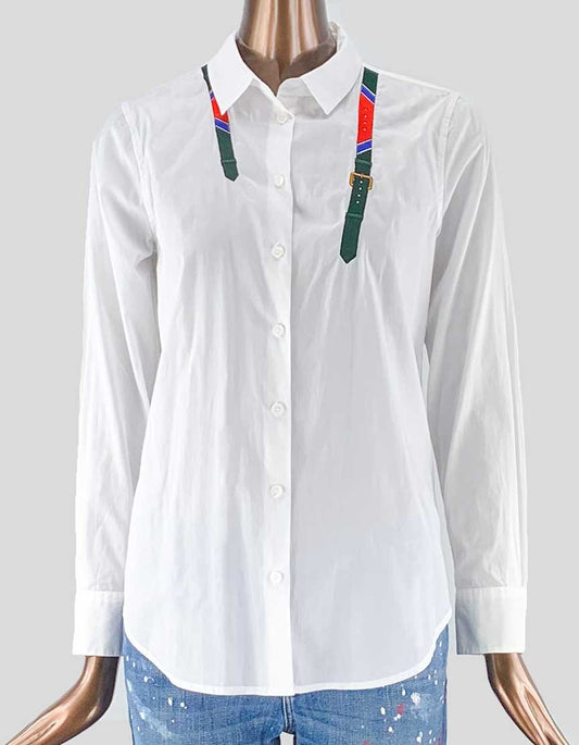 Equipment White Button Down With Embroidery X-Small