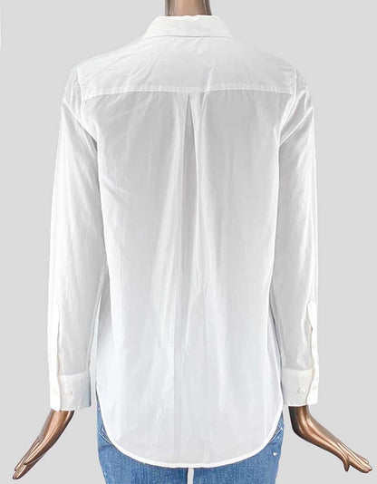 Equipment White Button Down With Embroidery X-Small