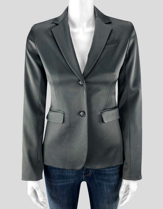 ATM Sleek Grey Satin Two Button Blazer - Petite