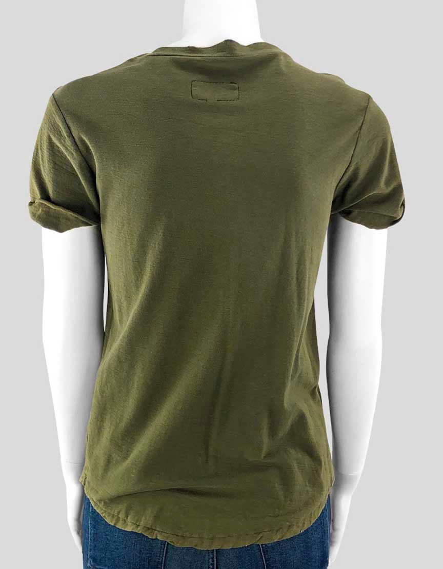 Current Elliott Army Green Crew Tee Woman Small