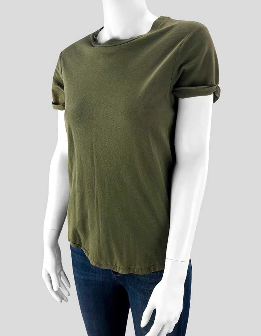 Current Elliott Army Green Crew Tee Woman Small