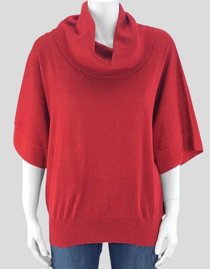 Michael Michael Kors Red Metallic Cowl Neck Sweater X Large