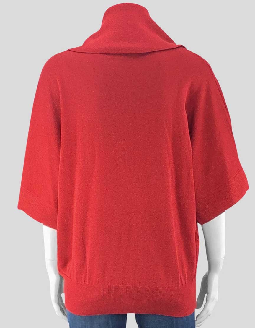 Michael Michael Kors Red Metallic Cowl Neck Sweater X Large