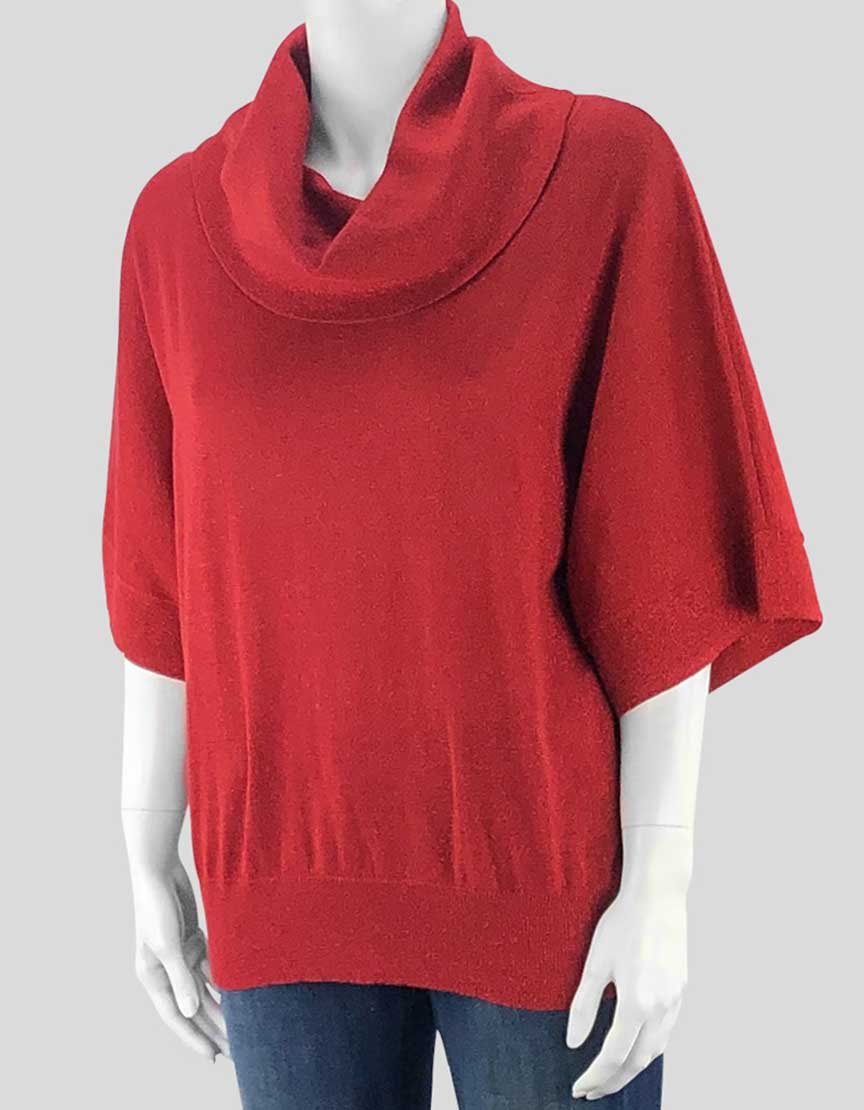 Michael Michael Kors Red Metallic Cowl Neck Sweater X Large