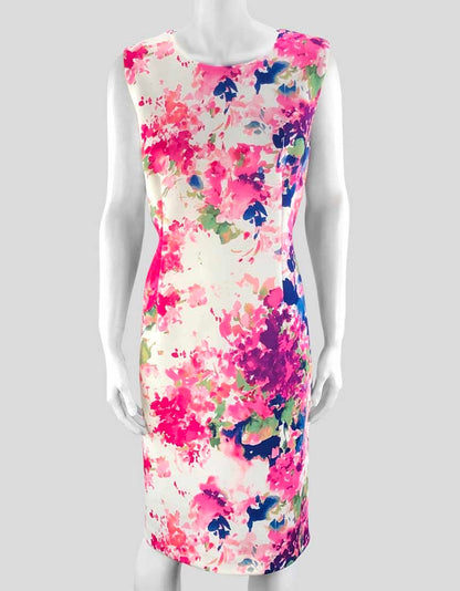 Dkny Flower Sheath Dress Sleeveless Women 16 US