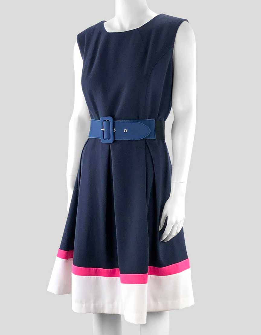 Liz Claiborne Sleeveless Blue Dress With Belted Waist 16 US