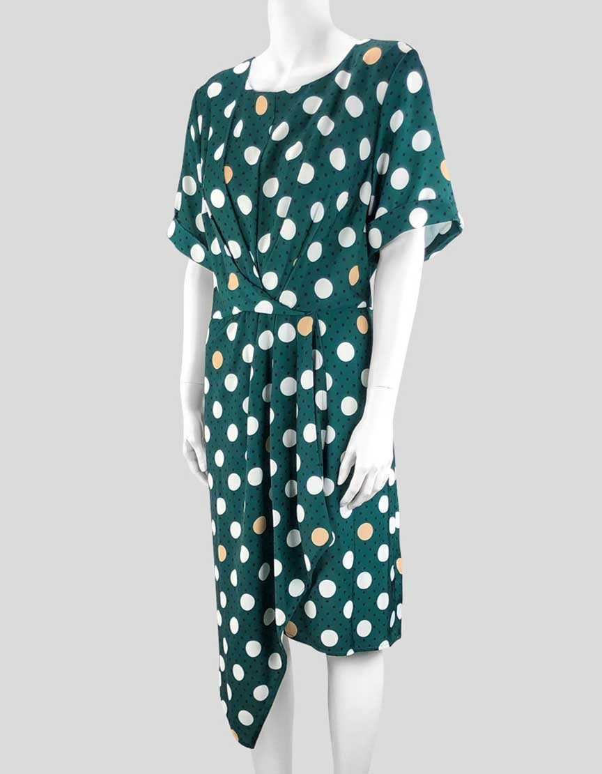 Eloquii Green Print Dress With Front Ruching 16 US