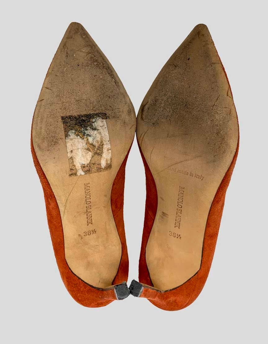 MANOLO BLAHNIK Red Suede Bb Heels - 36.5 IT |  6.5 US