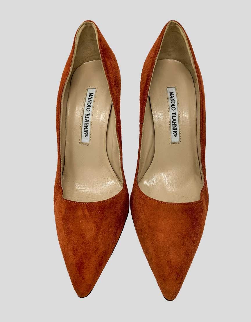 MANOLO BLAHNIK Red Suede Bb Heels - 36.5 IT |  6.5 US