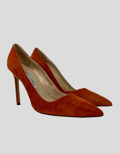 MANOLO BLAHNIK Red Suede Bb Heels - 36.5 IT |  6.5 US