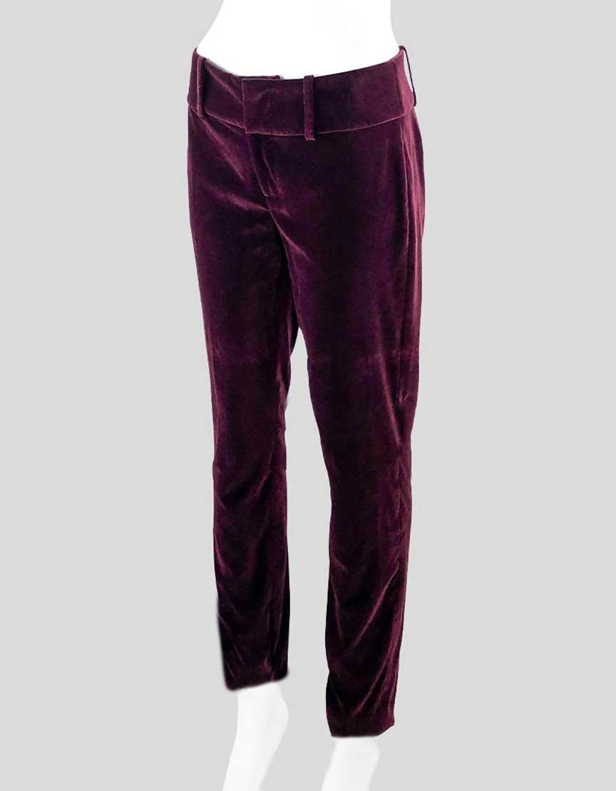 Alice + Olivia Bordeaux Velvet Pants - 2 US