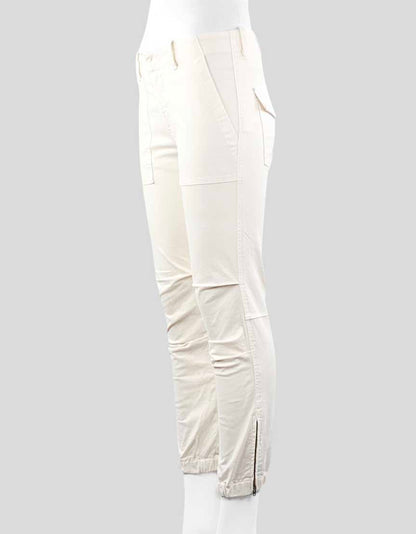 Nili Lotan White Cropped Military Pants With Side Zip Women 0US