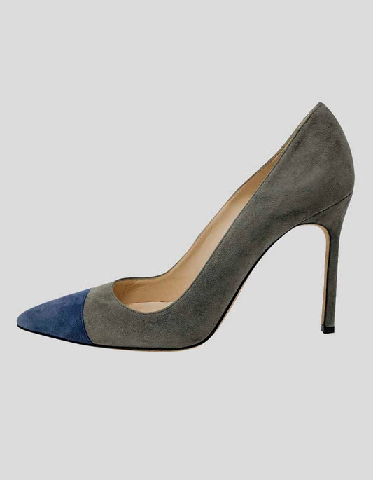 MANOLO BLAHNIK Bb Grey And Blue Suede Pumps - 36.5 IT | 6.5 US