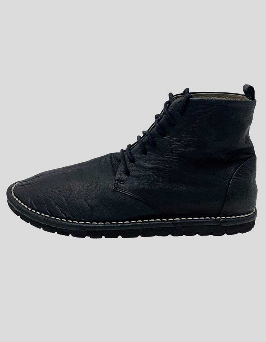 Marsell Black Leather Lace Up Ankle Boots Women 36.5 It