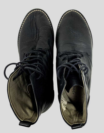 Marsell Black Leather Lace Up Ankle Boots Women 36.5 It