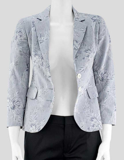 Ron Herman Grey Blazer With Flower Detail Size 1 X-Small