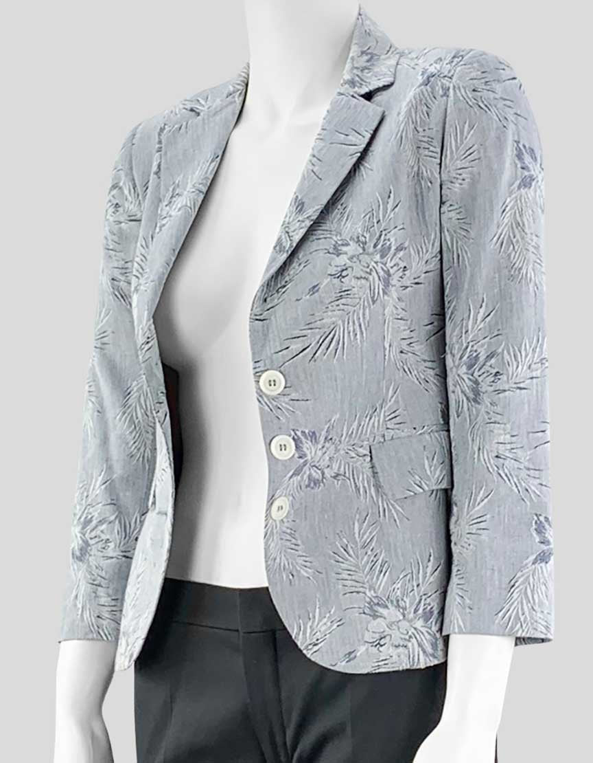 Ron Herman Grey Blazer With Flower Detail Size 1 X-Small