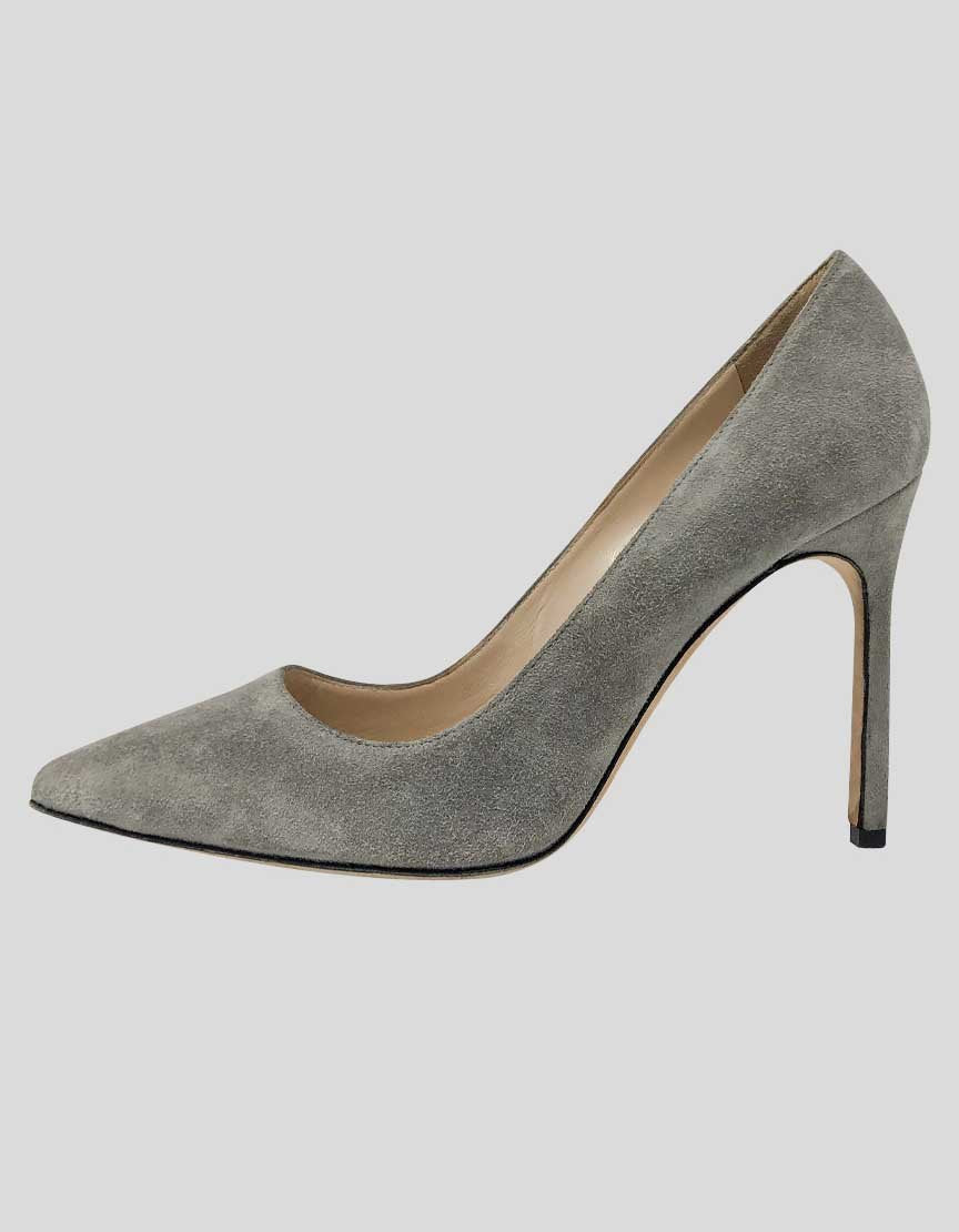 MANOLO BLAHNIK Grey Suede Bb Pumps - 36.5 IT |  6.5 US