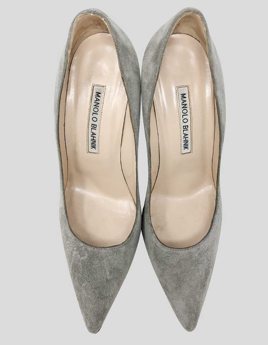 MANOLO BLAHNIK Grey Suede Bb Pumps - 36.5 IT |  6.5 US