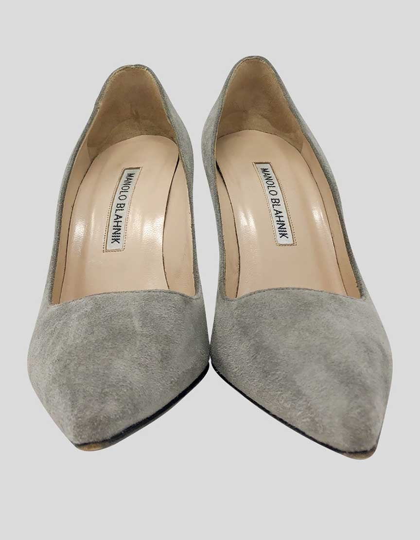 MANOLO BLAHNIK Grey Suede Bb Pumps - 36.5 IT |  6.5 US