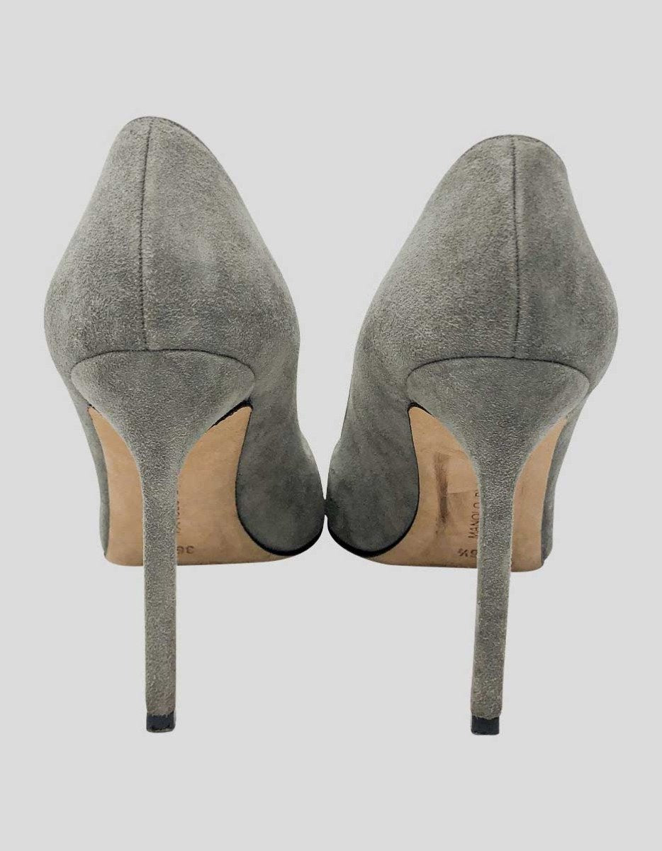 MANOLO BLAHNIK Grey Suede Bb Pumps - 36.5 IT |  6.5 US