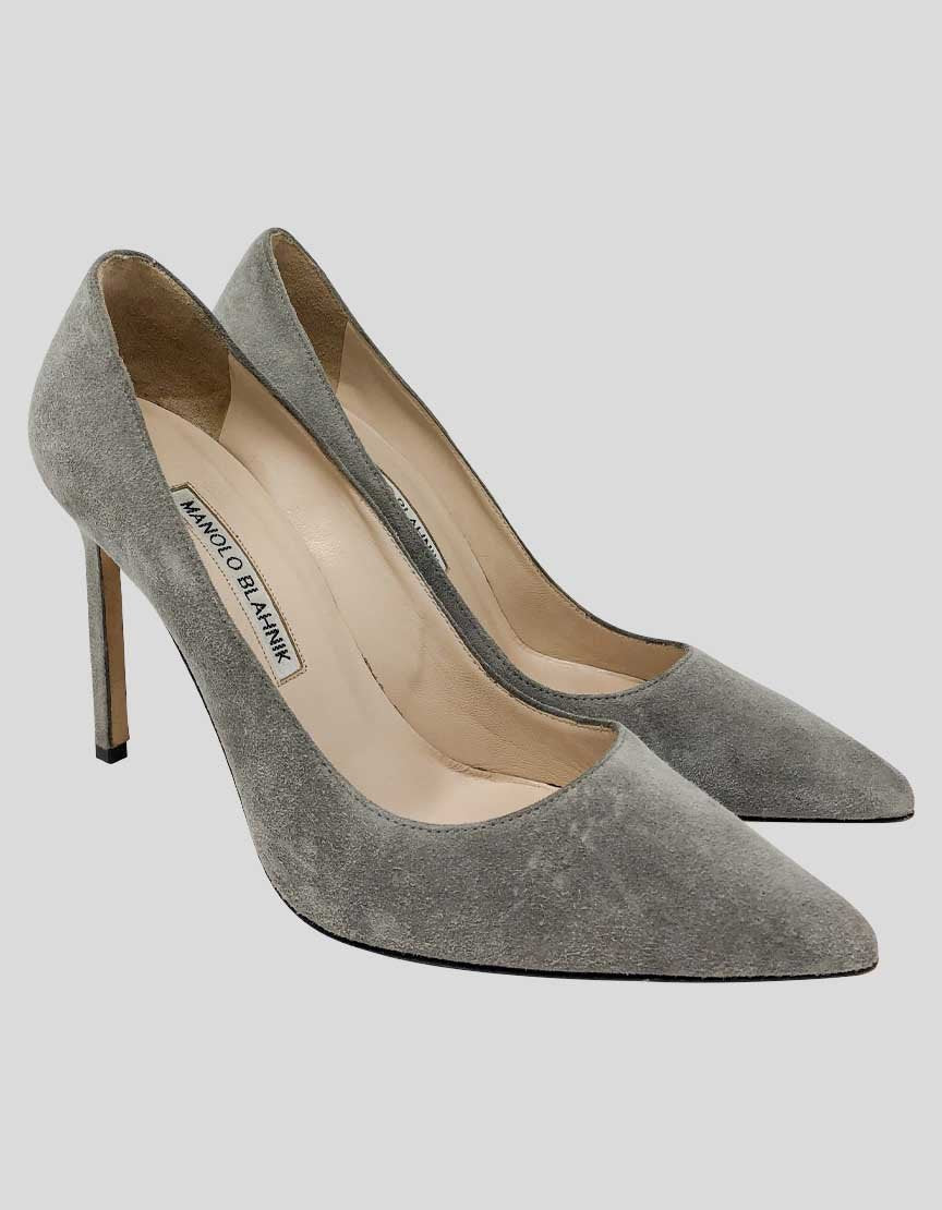 MANOLO BLAHNIK Grey Suede Bb Pumps - 36.5 IT |  6.5 US