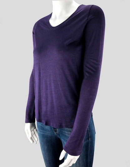 Vince Women's Long Sleeve Scoop Neck T Shirt In Dark Purple X-Small