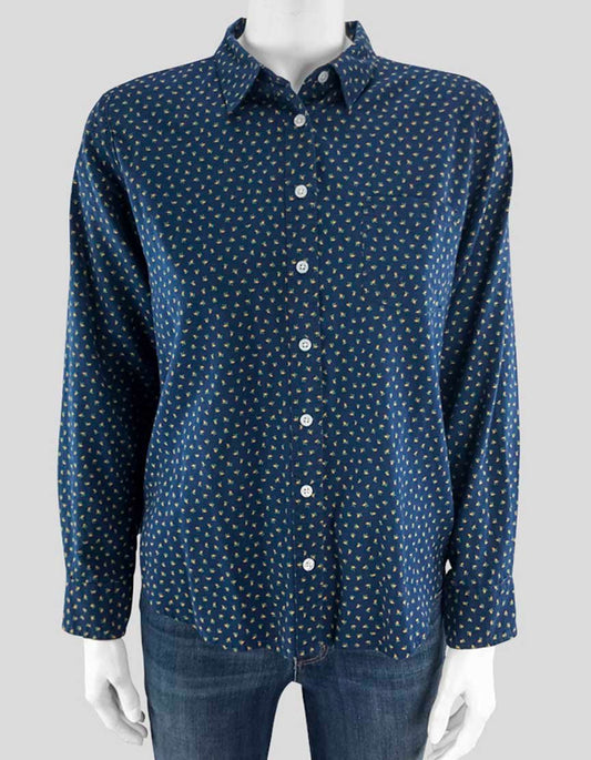 Steven Alan Blue Flower Button Down Shirt Medium