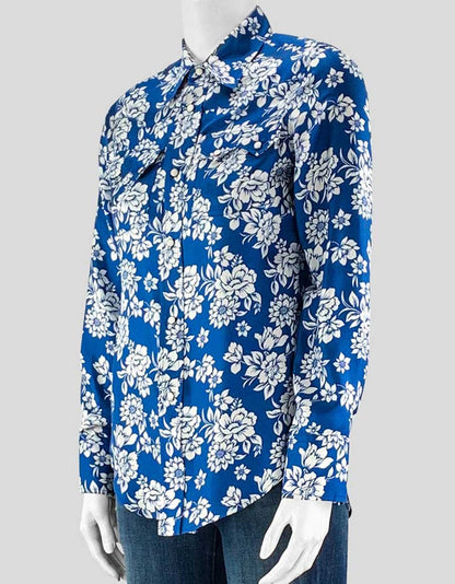 The Gigi Blue And White Floral Shirt Size - Small