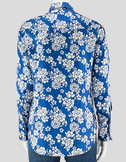 The Gigi Blue And White Floral Shirt Size - Small