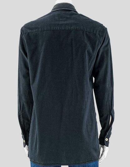 R13 Black Button Down Shirt With Side Slits Size X-Small