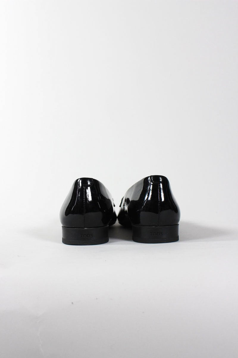 TOD's Black Penny Loafer Style Patent Leather Flats Size 39
