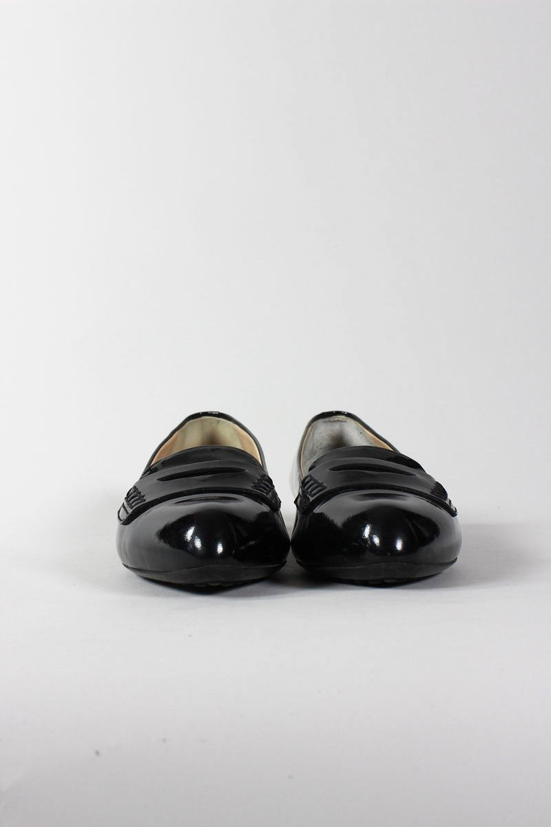 TOD's Black Penny Loafer Style Patent Leather Flats Size 39
