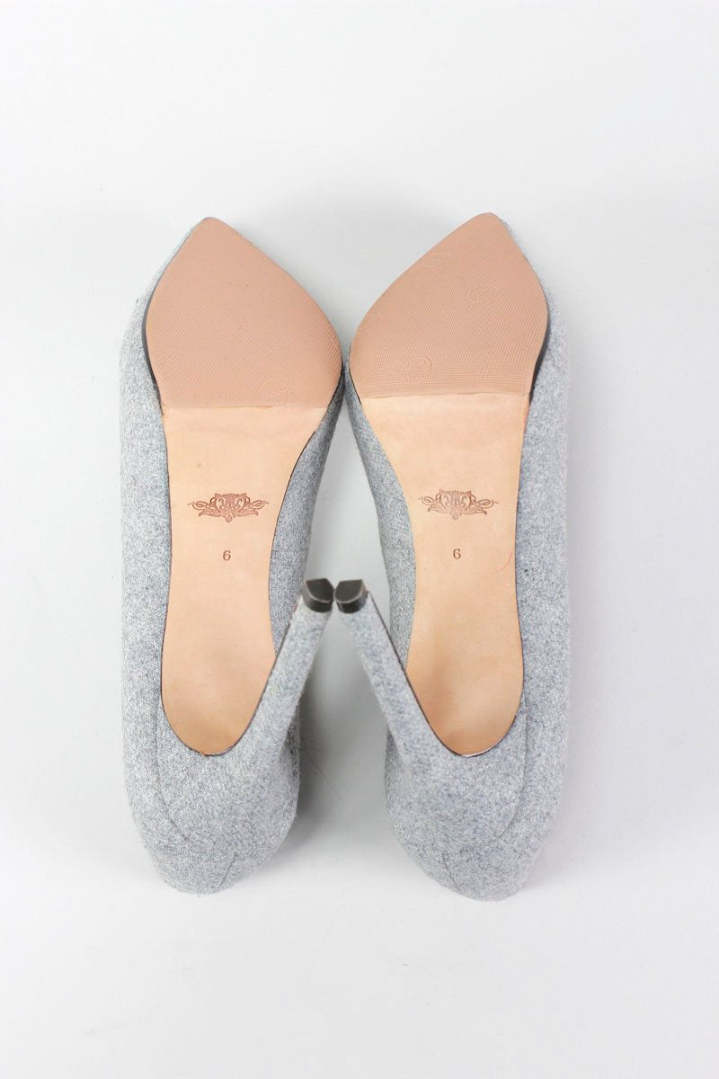 Rachel Roy Grey Wool Closed And Pointed Toe Heels With Platform Size 9M