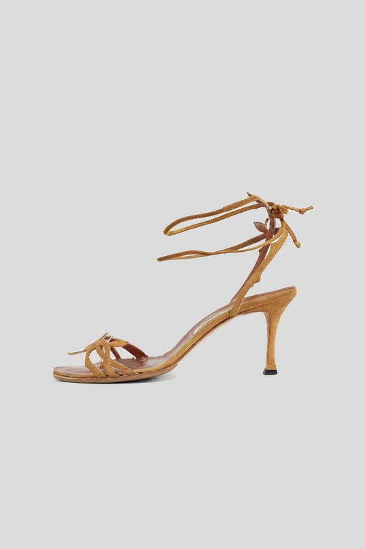 MANOLO BLAHNIK Suede Tie Sandals 40 IT | 10 US