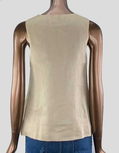 Robert Rodriguez Tan Linen Top Size Small