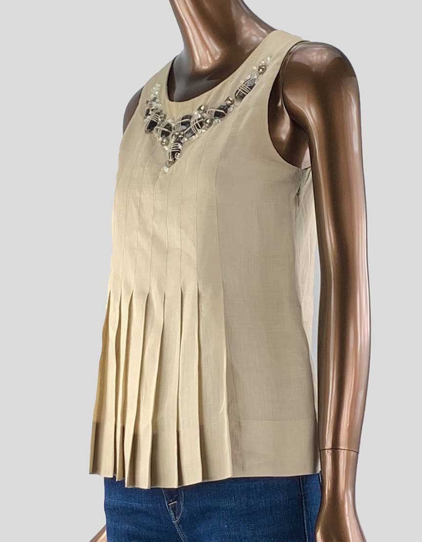 Robert Rodriguez Tan Linen Top Size Small