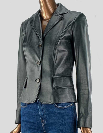 Kors Black Leather Jacket Size 4 US